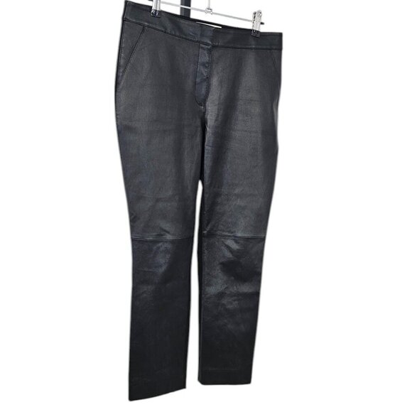 Lafayette 148 Womens Manhattan Pant, Lambskin Front, Stretch Back, Black, Size 8 - Picture 2 of 11